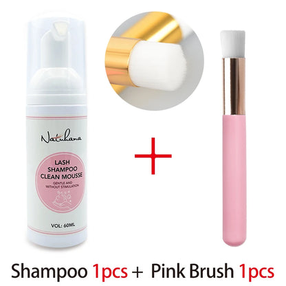 Natuhana 60ml Eyelash Extension Shampoo Mousse – Lash Cleaning Foam for False Eyelashes, Gentle & Non-Irritating Makeup Tool