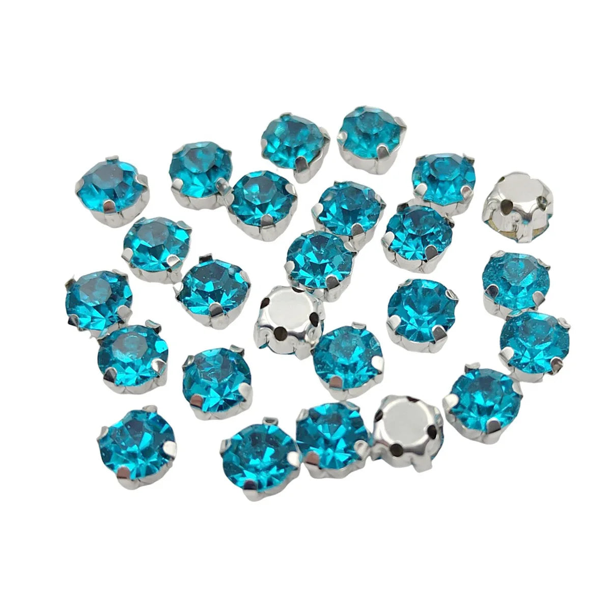 Round Glass Rhinestones with Claw – Silver Base Sew-On Crystals for Clothing, Shoes, and Crafts