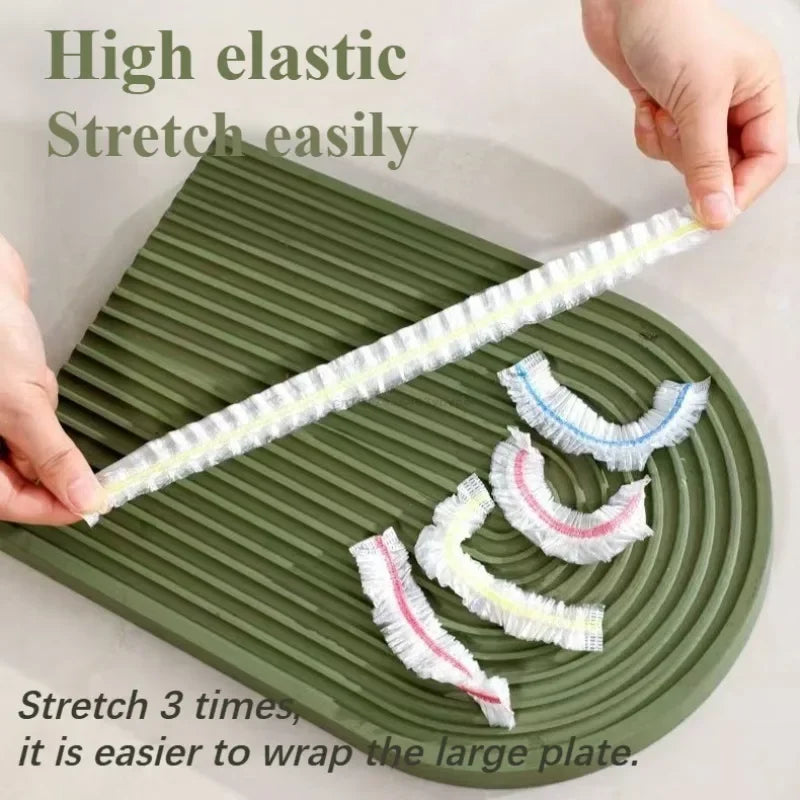 Colorful Disposable & Reusable Food Covers – Elastic Plastic Wrap for Bowls, Fruit & Food Storage