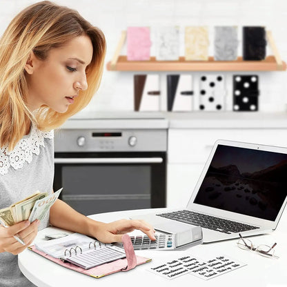 A6 PU Leather Budget Planner – Marble Notebook & Money Saving Organizer for Office, School & Personal Finance