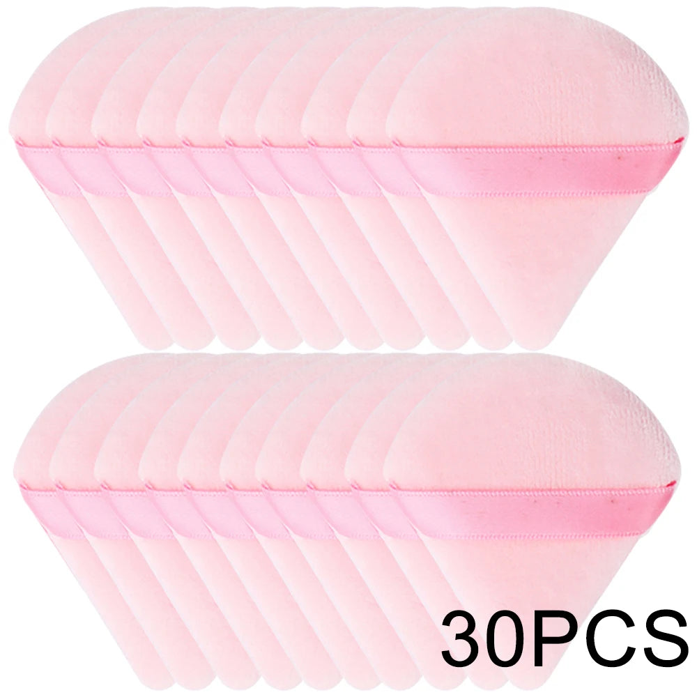 20/30Pcs Triangle Velvet Powder Puff – Wet & Dry Use Makeup Sponge for Foundation, Cosmetics, and Beauty Blending