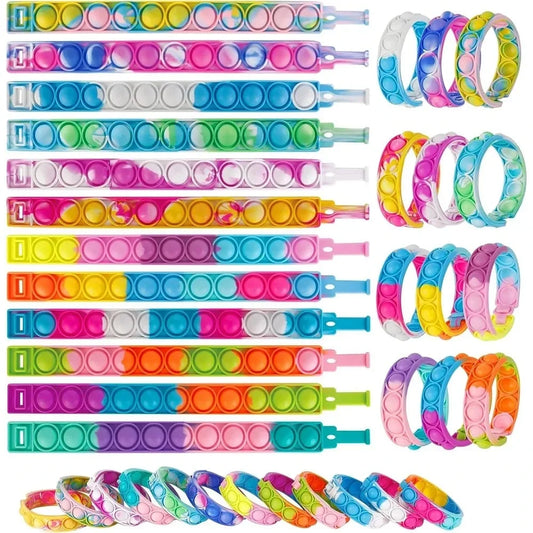 12/24/36PCS Silicone Colorful Bubble Wristband – Kids Party Favors, Birthday Gifts, Wedding Souvenirs, Carnival & Holiday Bracelets