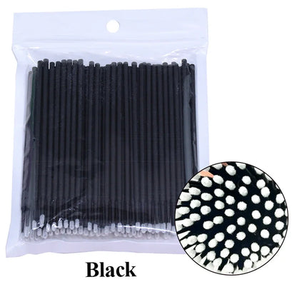 100PCS Eyelash Cleaning Brushes – Micro Cotton Swabs for Lash Extensions & Makeup Removal