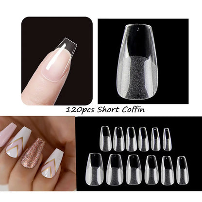 120PCS Matte Press-On Nail Tips – Soft Full-Cover Oval Almond False Nails for DIY Manicure